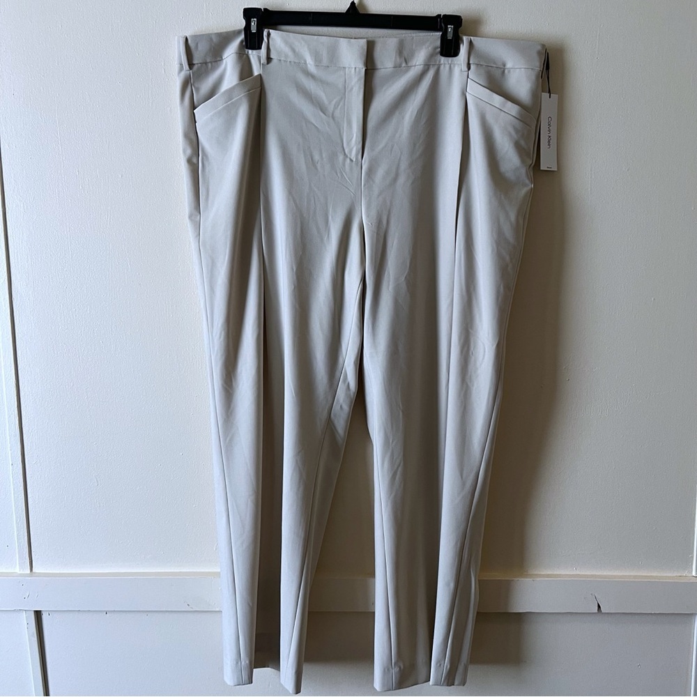 Calvin Klein Women’s  Size 20W Ivory  Straight Leg Dress Pants Trousers NWT